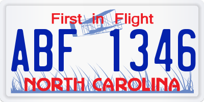 NC license plate ABF1346