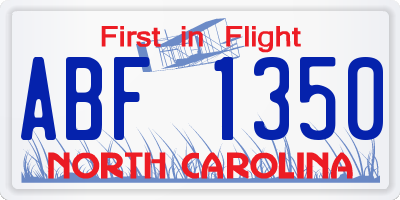 NC license plate ABF1350