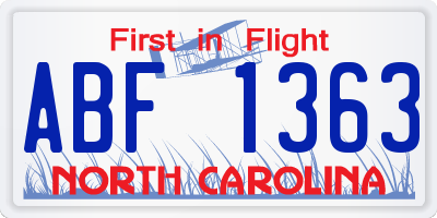 NC license plate ABF1363