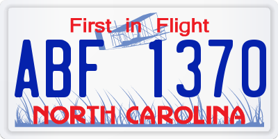 NC license plate ABF1370