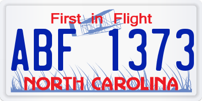 NC license plate ABF1373