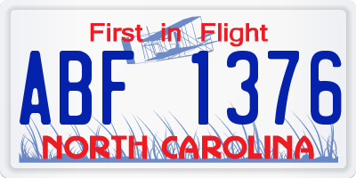 NC license plate ABF1376