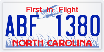 NC license plate ABF1380
