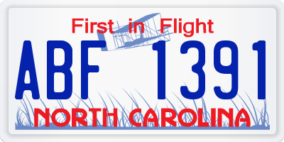 NC license plate ABF1391