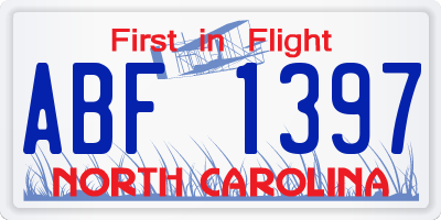 NC license plate ABF1397