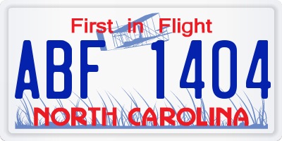 NC license plate ABF1404