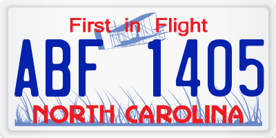 NC license plate ABF1405