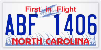 NC license plate ABF1406