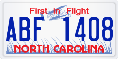 NC license plate ABF1408