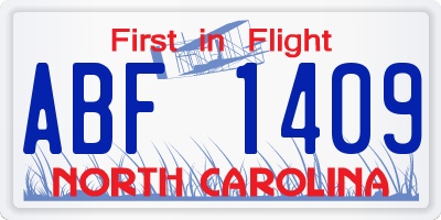 NC license plate ABF1409