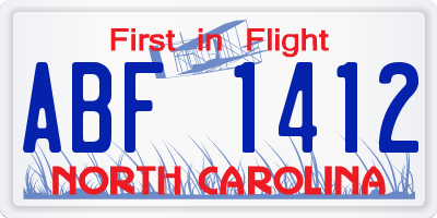 NC license plate ABF1412