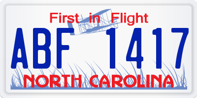 NC license plate ABF1417