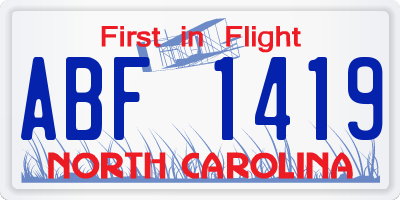 NC license plate ABF1419