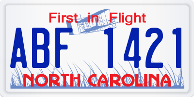 NC license plate ABF1421