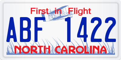 NC license plate ABF1422