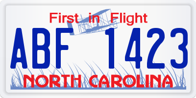 NC license plate ABF1423