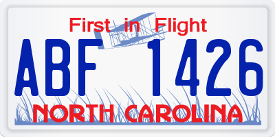 NC license plate ABF1426