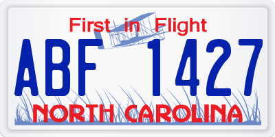 NC license plate ABF1427