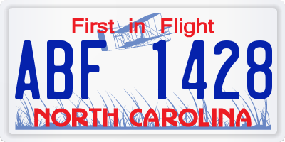 NC license plate ABF1428