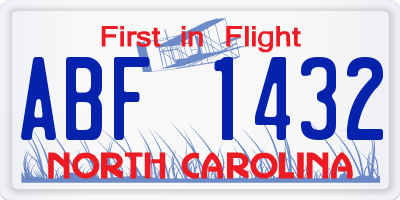 NC license plate ABF1432