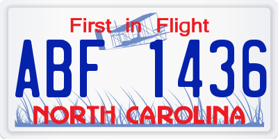 NC license plate ABF1436