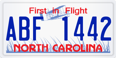 NC license plate ABF1442