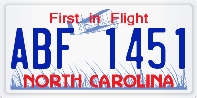 NC license plate ABF1451