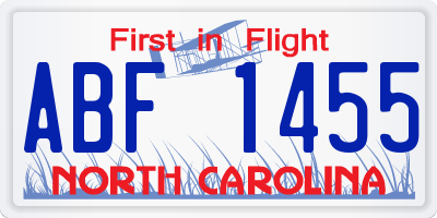 NC license plate ABF1455
