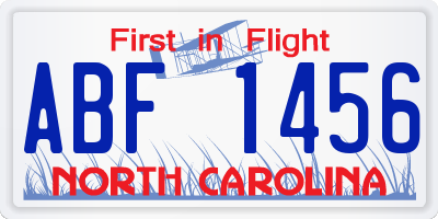 NC license plate ABF1456