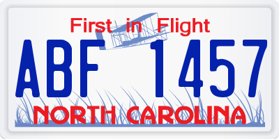 NC license plate ABF1457