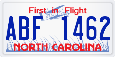 NC license plate ABF1462