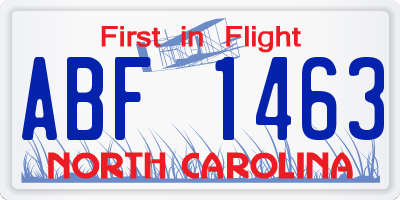 NC license plate ABF1463