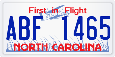 NC license plate ABF1465