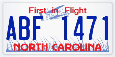 NC license plate ABF1471