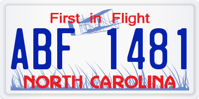 NC license plate ABF1481