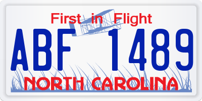 NC license plate ABF1489