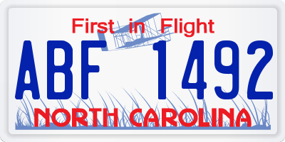 NC license plate ABF1492