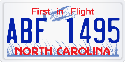 NC license plate ABF1495