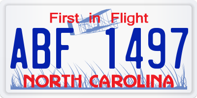 NC license plate ABF1497