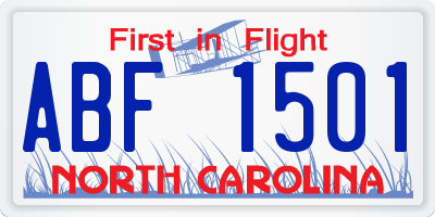 NC license plate ABF1501