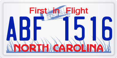 NC license plate ABF1516