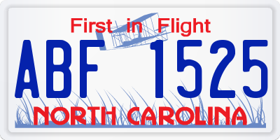 NC license plate ABF1525