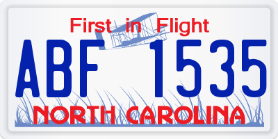 NC license plate ABF1535