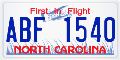NC license plate ABF1540
