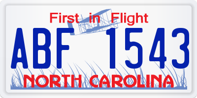 NC license plate ABF1543