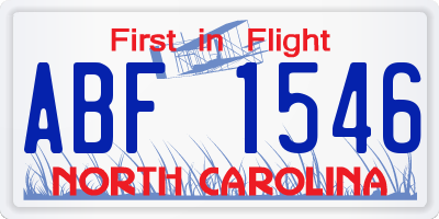 NC license plate ABF1546