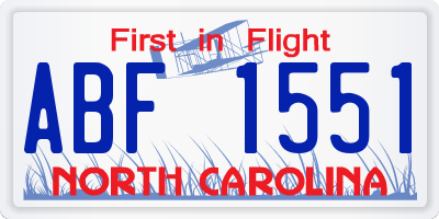 NC license plate ABF1551