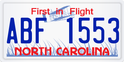 NC license plate ABF1553