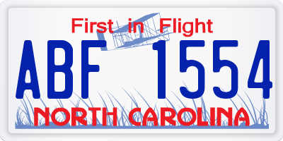NC license plate ABF1554
