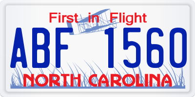 NC license plate ABF1560